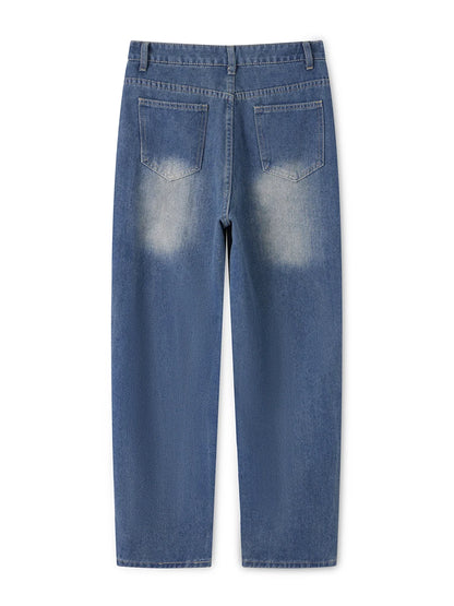 Ladies Stylish High Waist Blue Denim Jeans with Straight Leg Perfect for Spring and Fall Casual Wear Comfortable