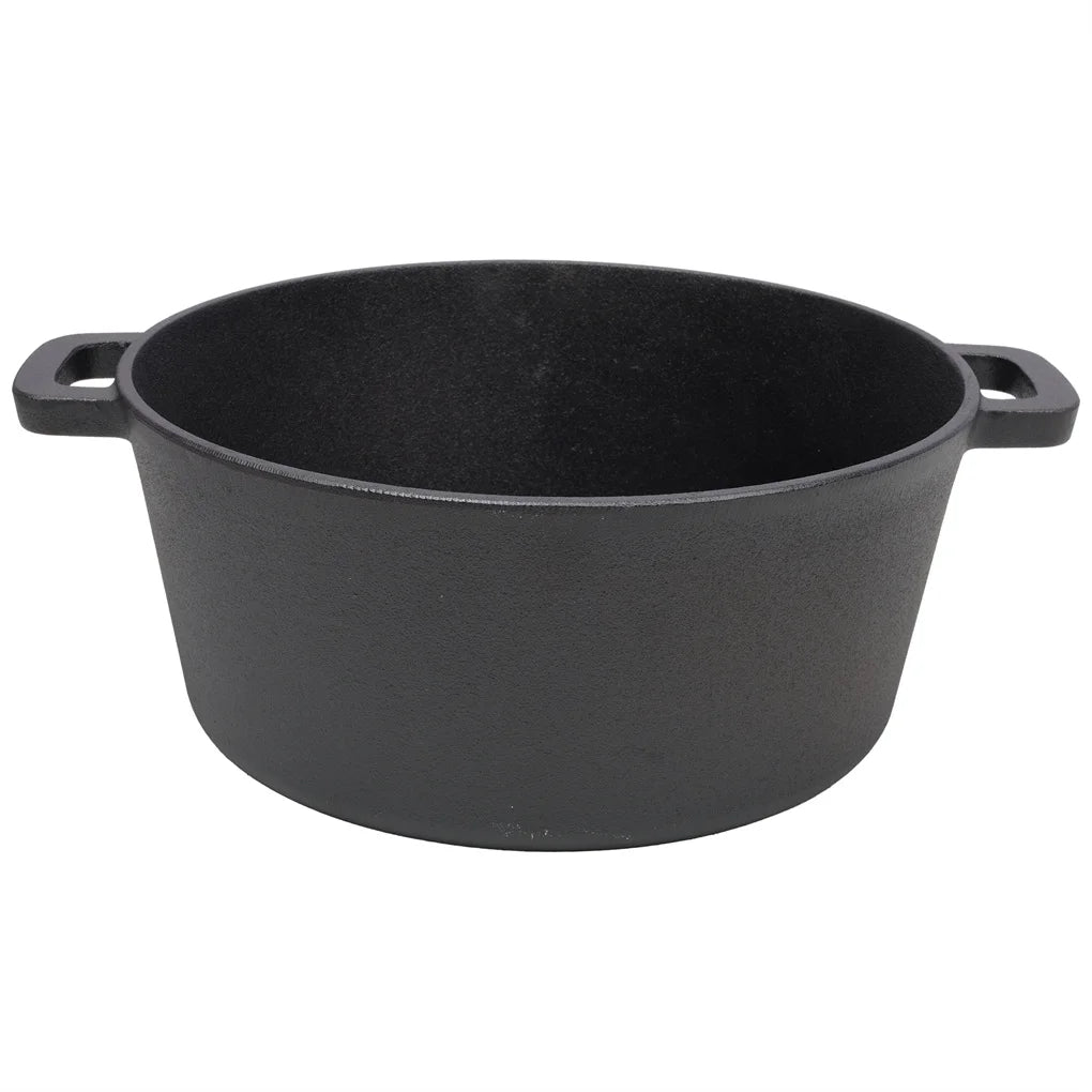 2 in 1 Pre-Seasoned Cast Iron Dutch Oven With Dual Handles,
