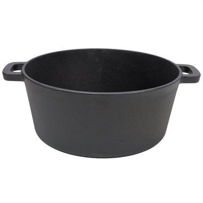 2 in 1 Pre-Seasoned Cast Iron Dutch Oven With Dual Handles,