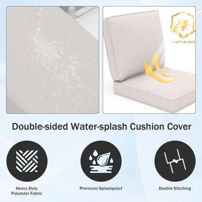 Outdoor Chair Cushions, 24" x 23" High-Density Foam & Removable Zipper Cover- Beige