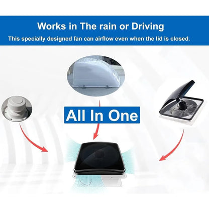 Shield RV Roof Fan Vent Trailer Camper 10 Speed 12V 14'' Reversible