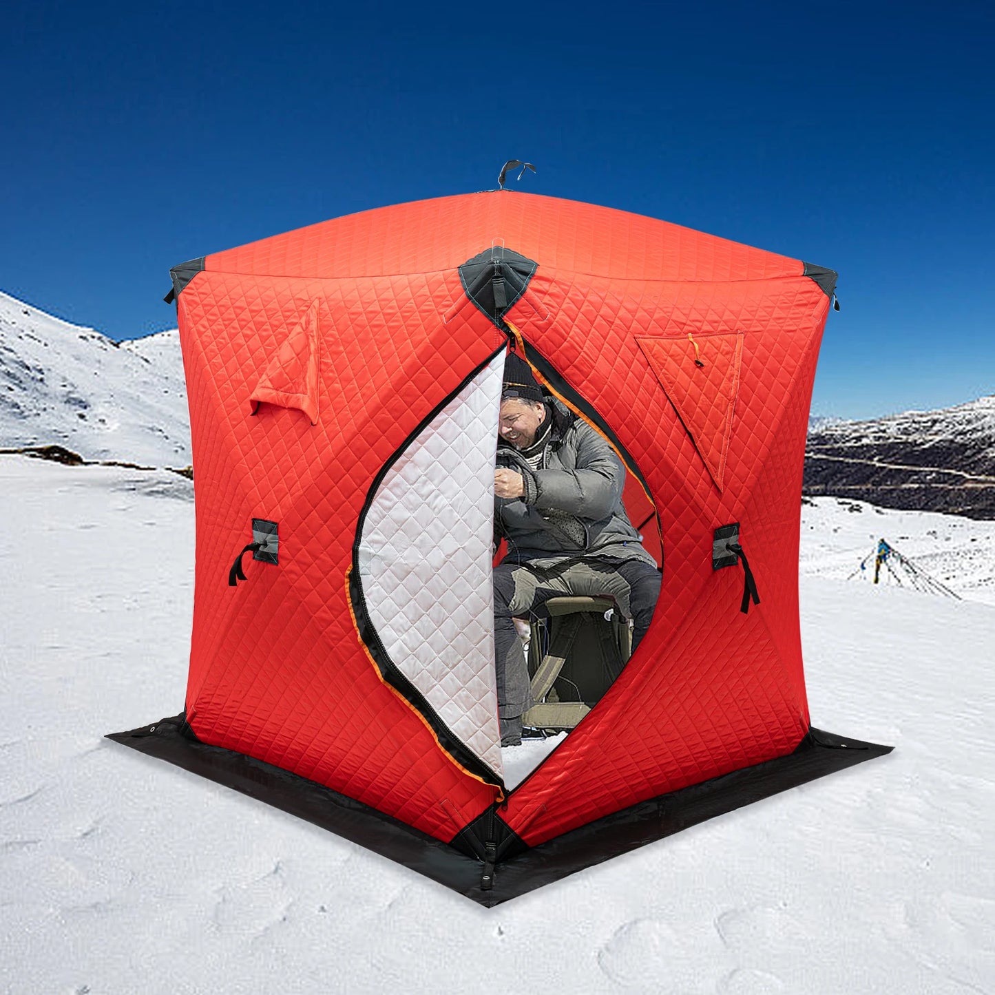 Insulated Ice Fishing Tent Portable Thermal Shelter Windproof Tent Freestanding for 1-2 People