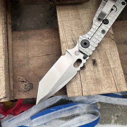 Folding Knife  Steel Blade Titanium Alloy Handle Outdoor Camping Hunting Knife