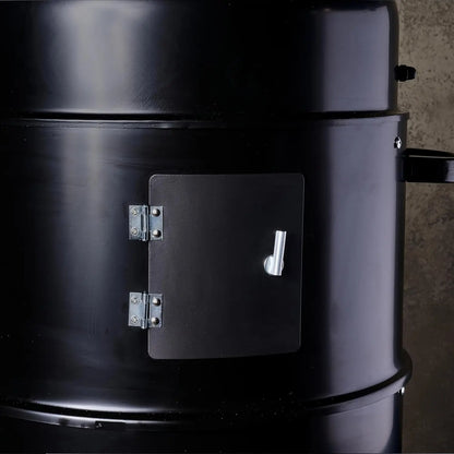 16 Gallon, Double Open-Ended Barrel Durable, High-Temperature Powder Coat Rated Up To 900 Degrees