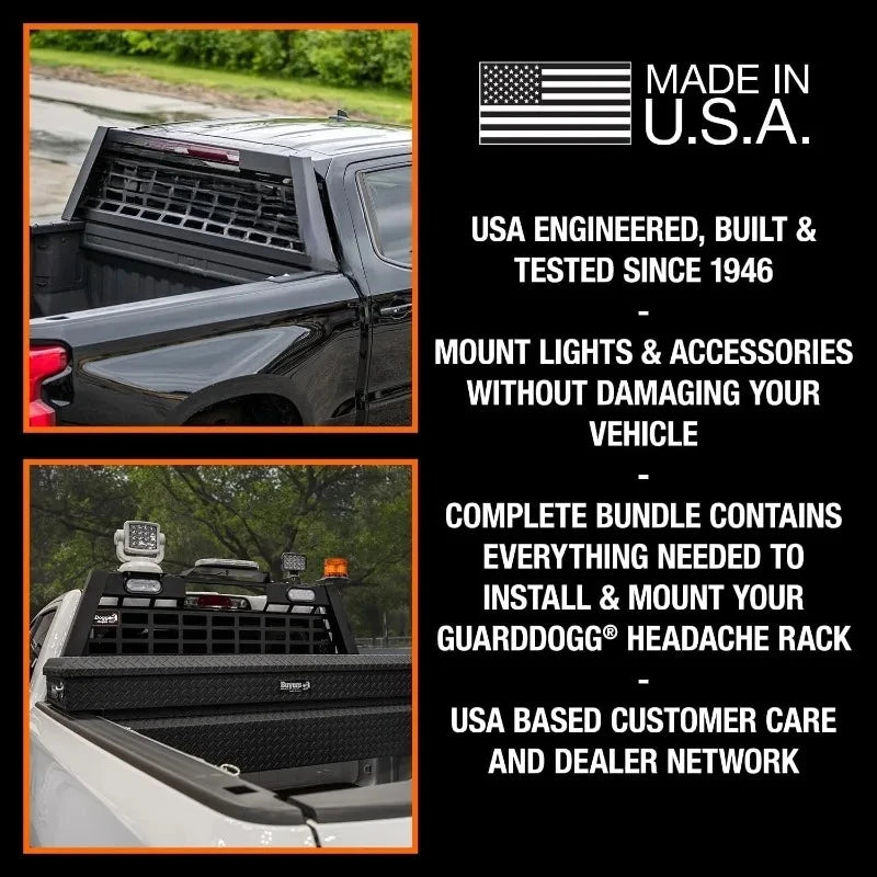 23.50" Matte Black Heavy-Duty Steel Pickup Truck Headache Rack Bundle w/Mounting Brackets,