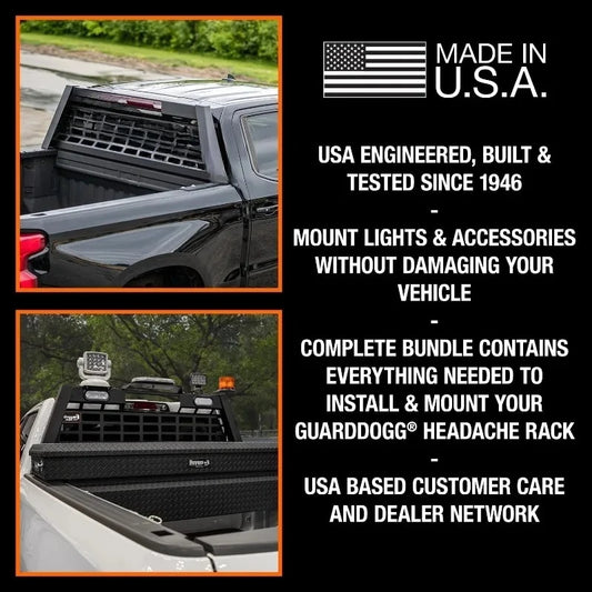 23.50" Matte Black Heavy-Duty Steel Pickup Truck Headache Rack Bundle w/Mounting Brackets,
