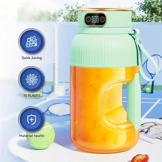 Eco-Friendly 40oz Portable Juicer with Dual Lids, USB-C Rechargeable, Includes Silicone Straw - Perfect for On-the-Go Fresh Juic