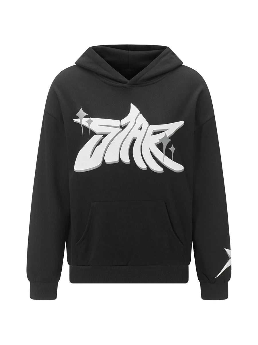 Women Vintage Sweatshirt Grunge Star Print Loose Fit Hooded Tops Autumn Long Sleeve Oversized Shirt