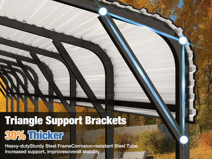 20x20/20x30/20x40FT Metal Carport with Enhanced Base Outdoor Heavy Duty Galvanized Car Shelter