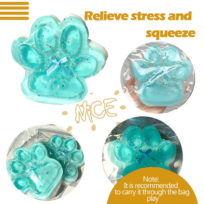 Jelly Glitter Cat Paw Stress Relief Decompression Toy Slow Rebound Pinch New Fidget Toy For Kids Adult Christmas Gifts