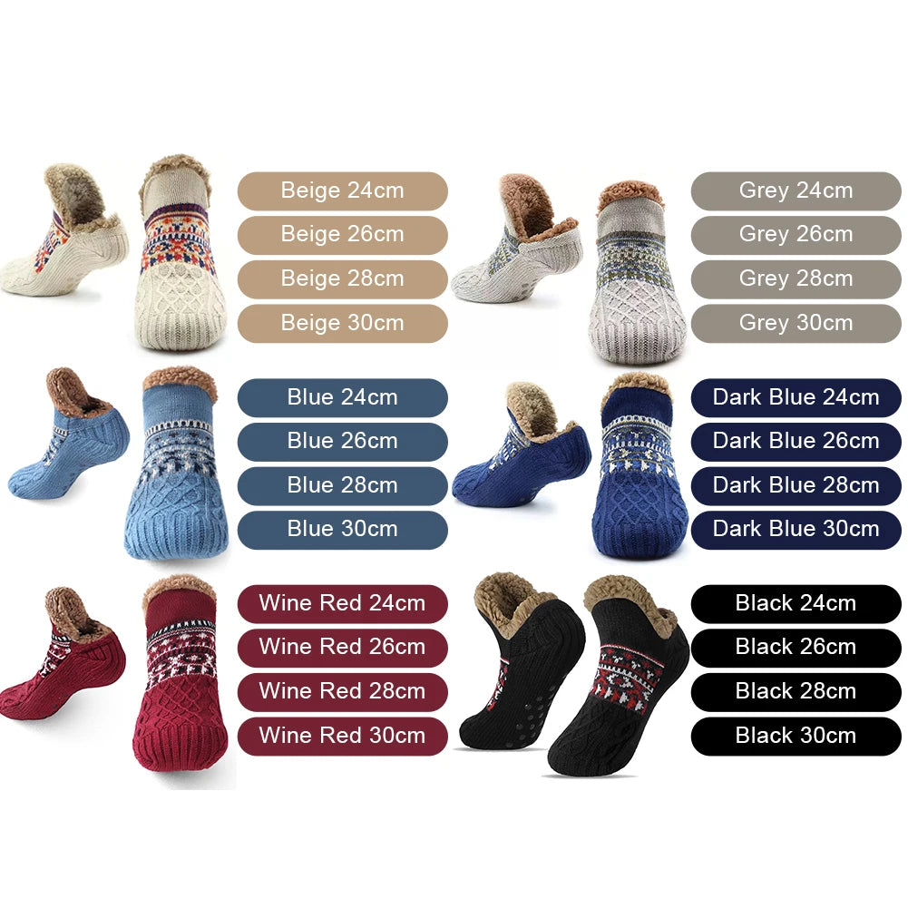 Men Women Winter Indoor Home Slippers Socks Non Slip Fuzzy Floor Socks Warm Thick Thermal Socks Soft for Christmas