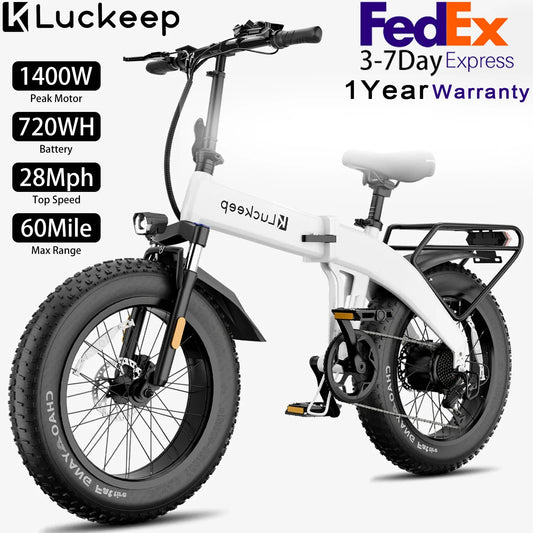 Fold Electric Bike 1400W Peak Motor Removable Battery E Bike 20 Inch Fat Tire.