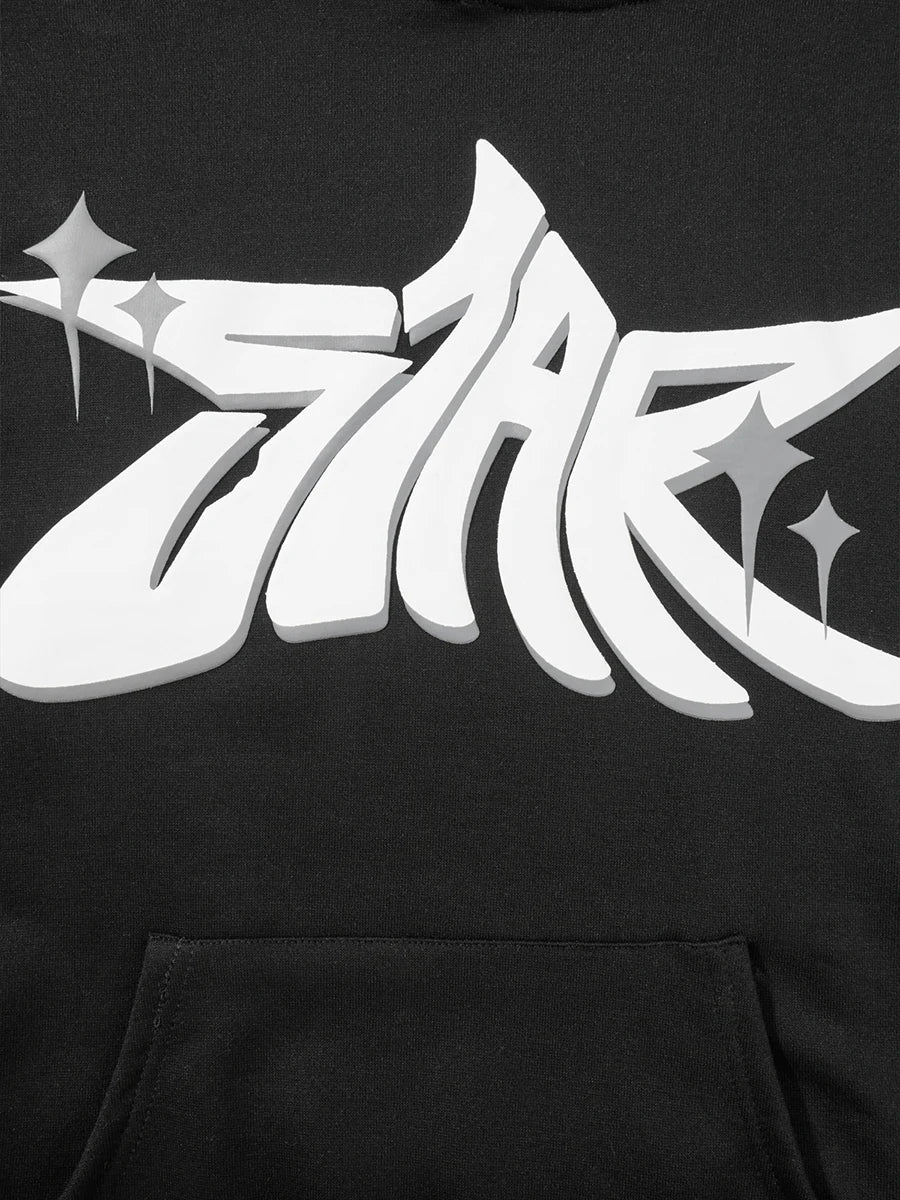 Women Vintage Sweatshirt Grunge Star Print Loose Fit Hooded Tops Autumn Long Sleeve Oversized Shirt