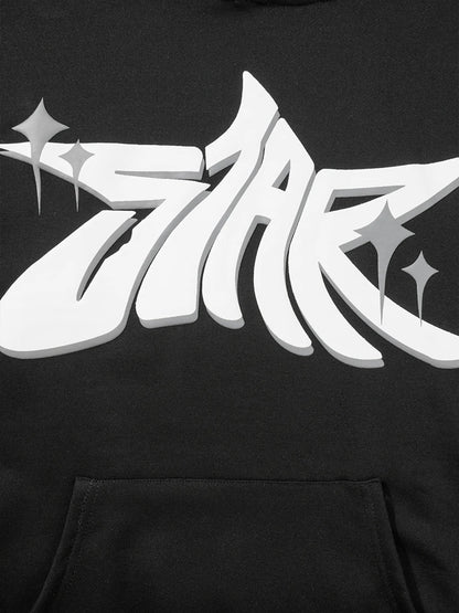 Women Vintage Sweatshirt Grunge Star Print Loose Fit Hooded Tops Autumn Long Sleeve Oversized Shirt