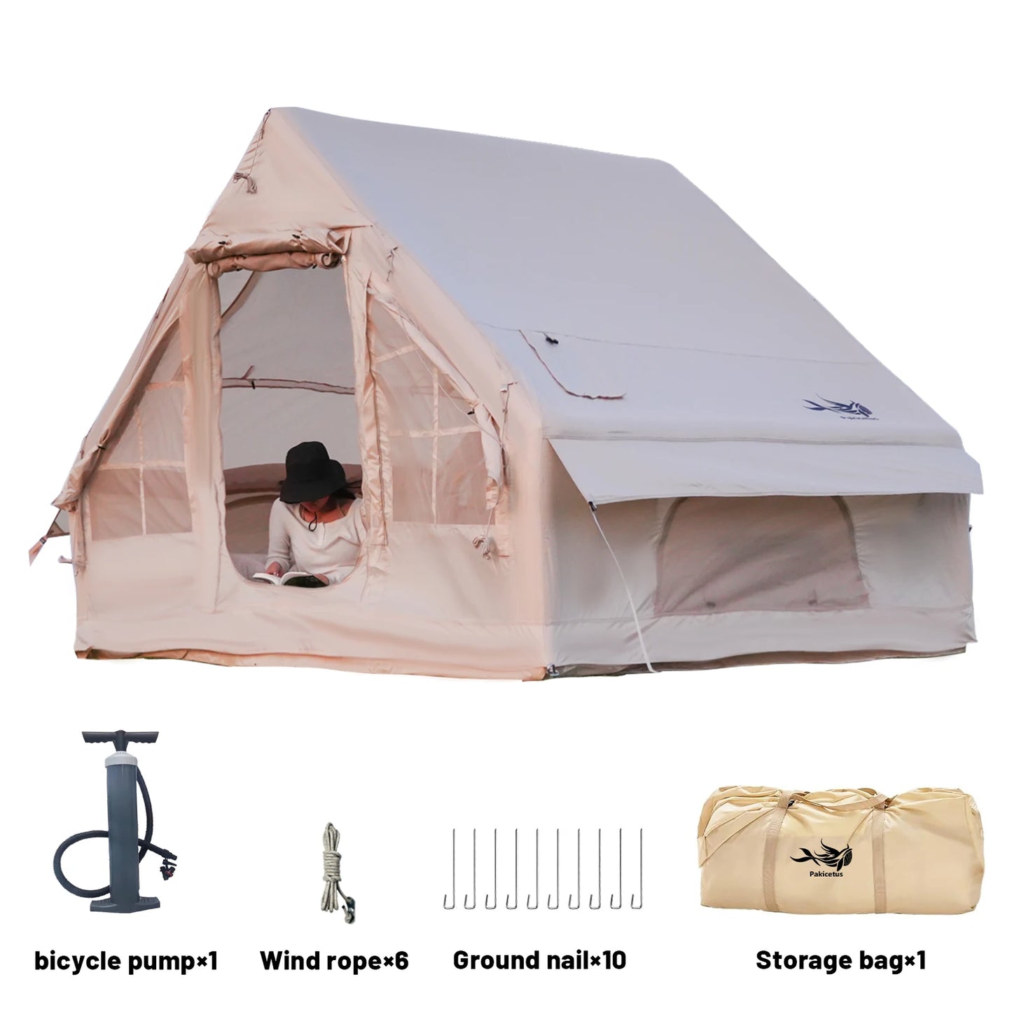 Inflatable Tents, Luxury Camping Tents, With Stove Plug, 4/6/8 Person Family