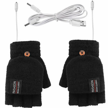 USB Electric Heated Gloves Touchscreen Double-Sided Heating Gloves Fingerless Hands Warmer