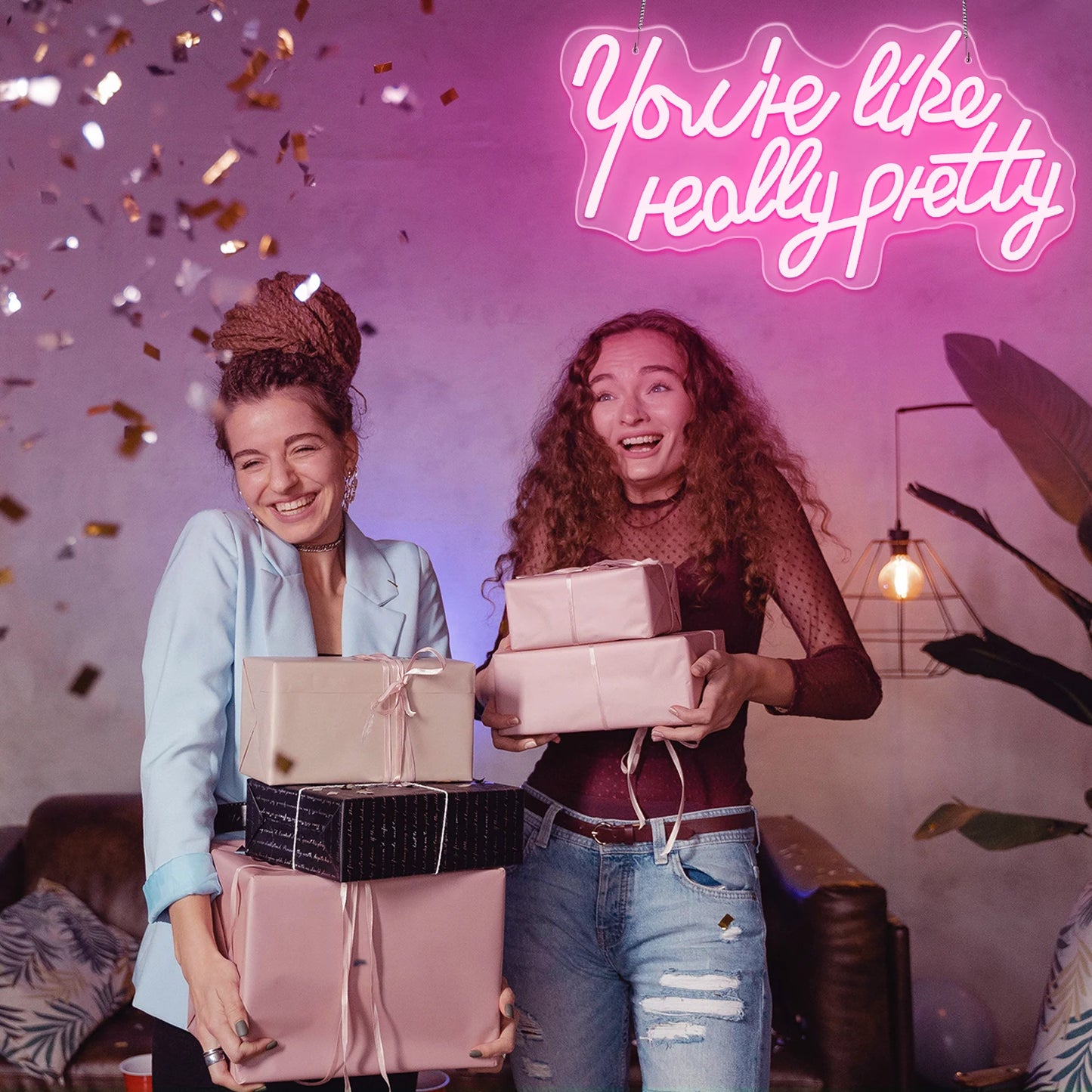 USB Powered Pink LED Neon Light with Adjustable Brightness,Light Up Sign for Party Decor&Christmas Gifts