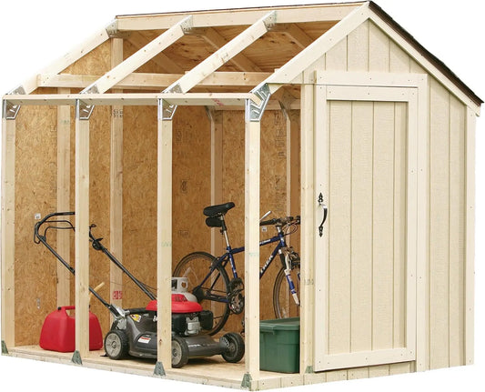 outdoor storage shed kit for backyard, patio, and garden with tool and equipment storage"