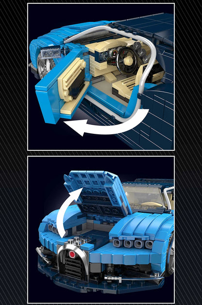 Technical Car Toys Blue Sport Racing Car Building Block Assembly Car Brick Set Kids Christmas Gifts