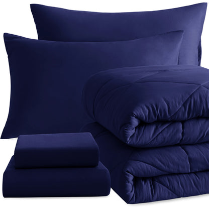 5 Piece Bedding Comforter Set. Breathable Bed in a Bag, Includes Comforter, Fitted Sheet, Top Sheet and Pillowcases