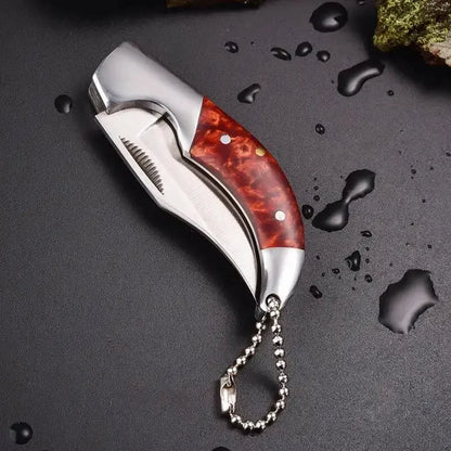 Folding Knife Survival Tool Steel+Wood Handle