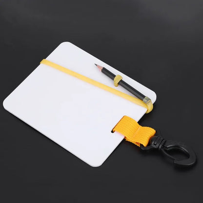 Underwater Writing Slate Board with Swivel Clip and Pencil for Water Sports Diving Swimming