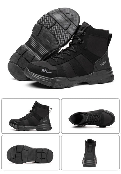 Mens Safety Shoes Steel Toe  Anti-Puncture Indestructible Shoes Trail Running  Outdoor Protective Boot