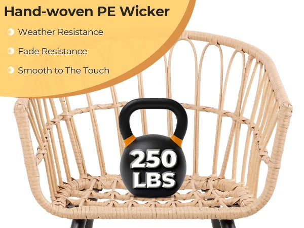 5 Piece Patio Furniture Set, Outdoor Wicker All-Weather PE Rattan Chairs with Ottoman & table