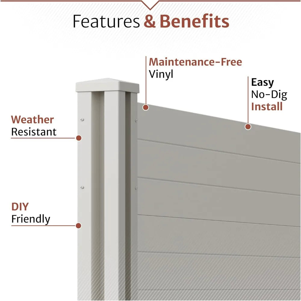 Premium White Vinyl Privacy Screen - 4ft High x 4ft Wide (2 Panels) Outdoor Fence for Air Conditioner and Privacy