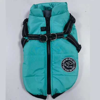 Winter Warm Jacket Waterproof Pet Coat for Small Large Dog Fleece with Harness