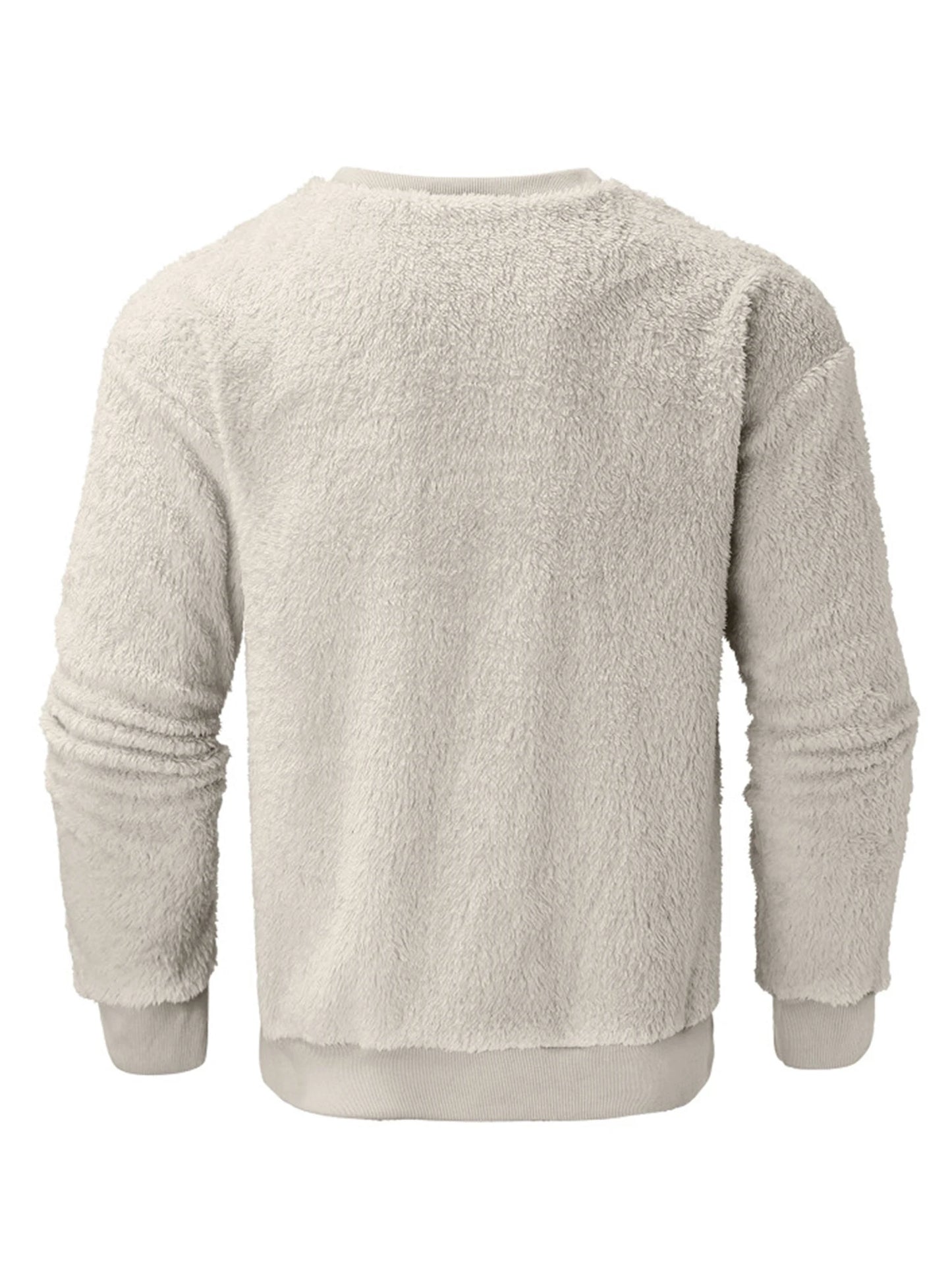 Men’s Sweatshirt Long Sleeve Crew Neck Furry Casual Pullover Hoodie Warm Streetwear