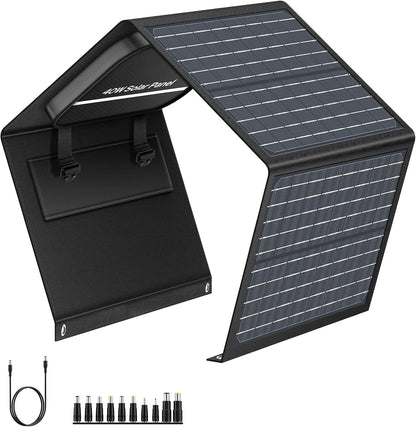 40W Portable Solar Panel Charger with DC USB C Port for Camping Road Trip Hiking