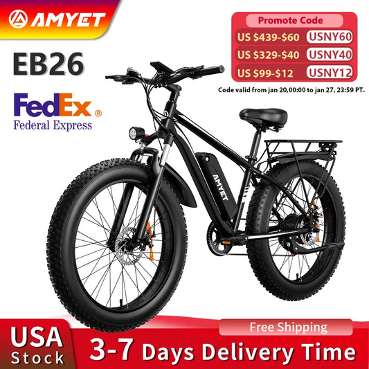 Electric Bike for Adults 1000W 48V 15AH 26" Fat Tire Mountain 31mph Dual Shock Absorber