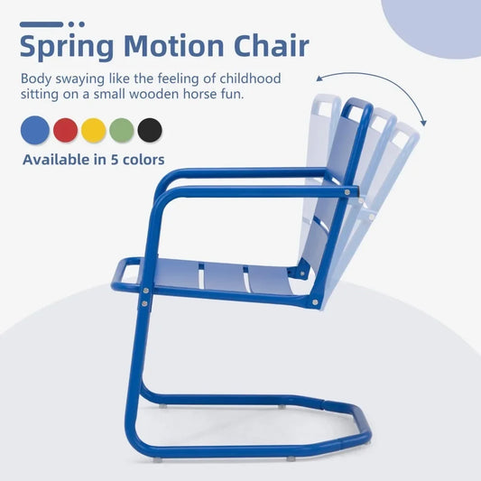 Budget-friendly 3 piece patio set, small patio furniture set - 2 c-spring metal chairs with round side table, outdoor bistro set