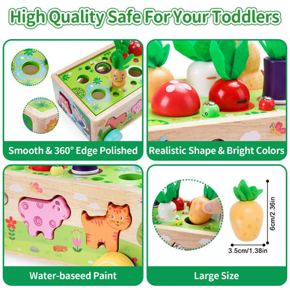 Wooden Shape Assortment Matching Children Toys Animals Game Cart Building Blocks Kids Christmas Gifts