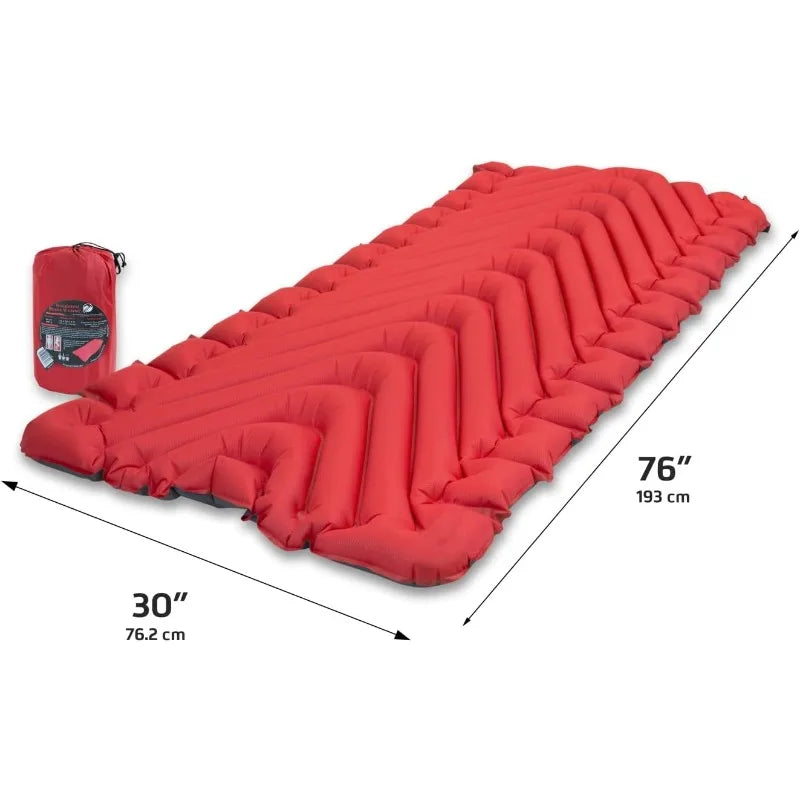 Insulated Inflatable Sleeping Pad for Camping,Lightweight Air Bed For Cold Weather,Red