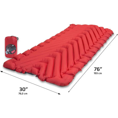 Insulated Inflatable Sleeping Pad for Camping,Lightweight Air Bed For Cold Weather,Red