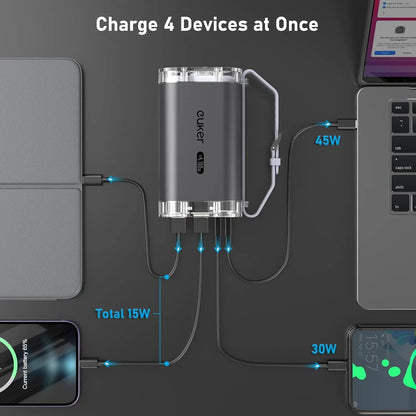 Power Bank 100W Portable Charger 4 Ports with LED Lights