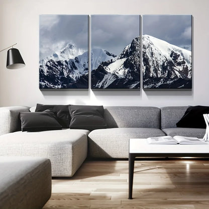 3 Panel Canvas Wall Art - Snow Mountain HD Modern Home decor, living room ,1.5 inch chunky wood frame