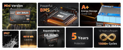 Lithium Iron Phosphate Battery 12V 314Ah With 100A BMS For RV/ Vans/ Golf Cart/ Camping/ Marine/  Boats/ Fishing