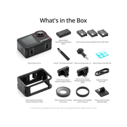DJI Osmo Action 5 Pro Combo, Action Camera 4K with 1/1.3" Sensor, 12h  Battery Life  3 Batteries