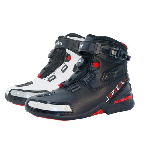 Men Motorcycle Riding Shoes Adjustable Strap Secure Ride Boots
