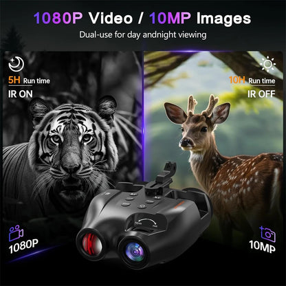Digital Night Vision Binoculars 1080P Full HD Infrared Hunting Camera 300M 5X Optical For Total Darkness Surveillance