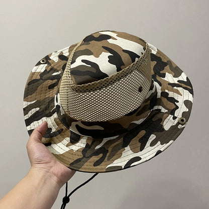 Outdoor Trendy Fisherman Hat Drawstring Design Breathable Summer Hats for Fishing Camping Traveling