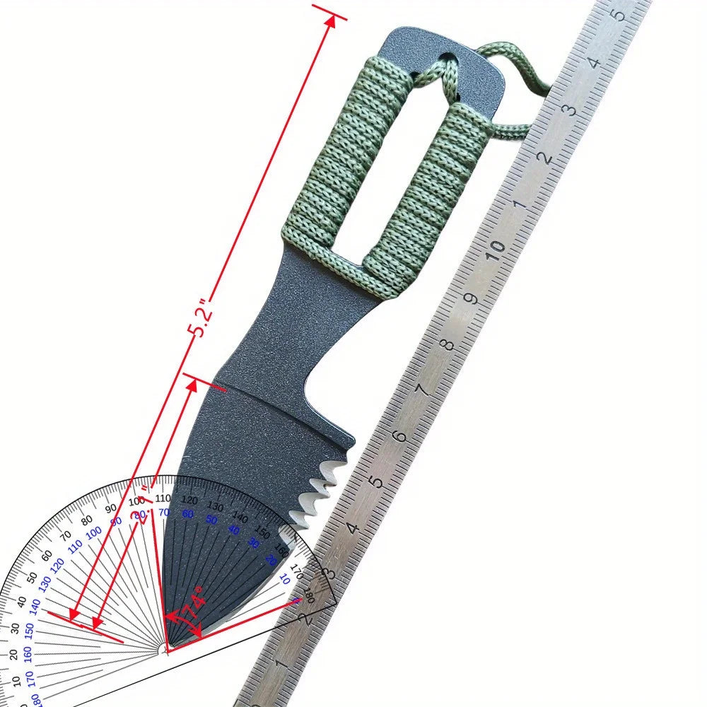 Outdoor Camping Knife - 5.1" Semi-Serrated EDC Blade, Lightweight