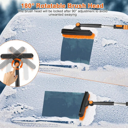 5 in 1 Detachable Snow Remover Kits Extendable Ice Scraper Snow Shovel 180 Adjustable Snow Brush  for Car Windshield Roof