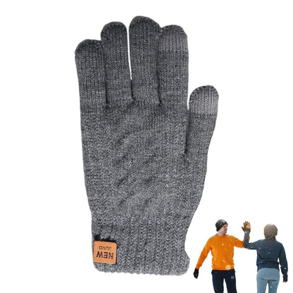 Men's Winter Touchscreen Gloves Solid Color Warm Thick Plush Riding Gloves for Cycling Running Driving Hiking MIAO-US