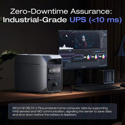 Portable Power Station DELTA 3 Plus, Battery, 1800W AC/140W USB-C Output, (Solar Panel Optional)