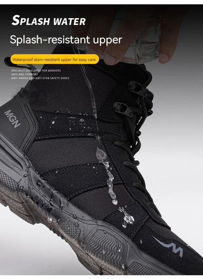 Mens Safety Shoes Steel Toe  Anti-Puncture Indestructible Shoes Trail Running  Outdoor Protective Boot