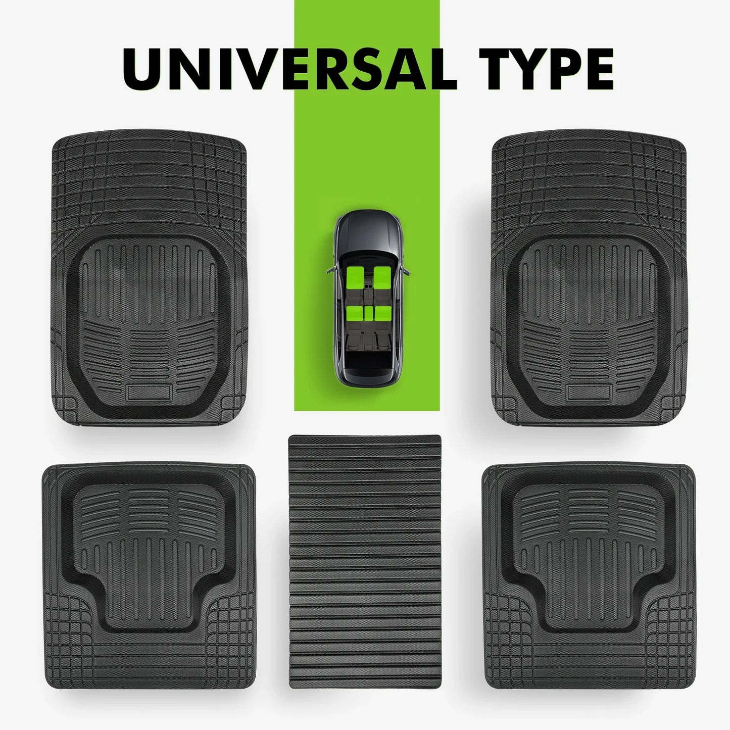 5pcs Universal Auto Car Floor Mats All-Weather Waterproof Tray Mat Interior Accessories